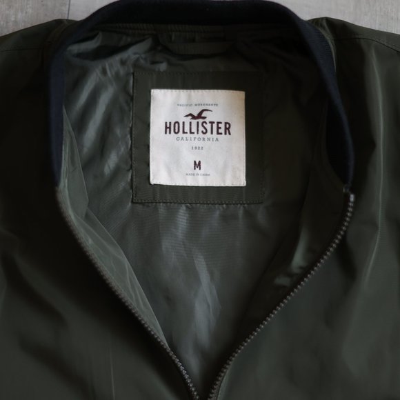 Hollister Khaki Green Men's Lightweight Bomber Jacket Size M - Picture 7 of 7